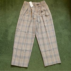 NWT Miss Selfridge ASOS Brown Plaid Pleated Dress Pants - Size 6